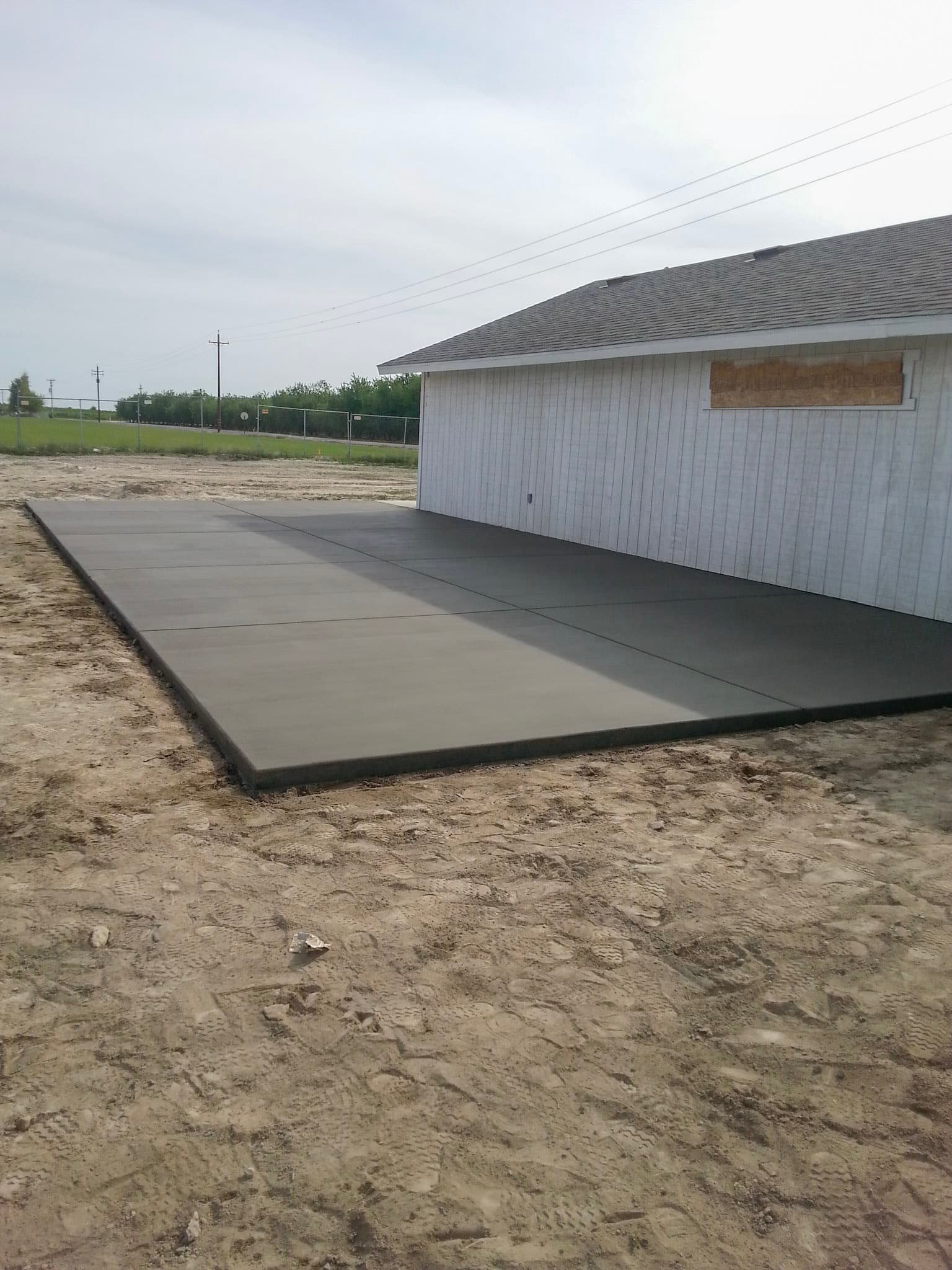 Freshly finished backyard patio slab