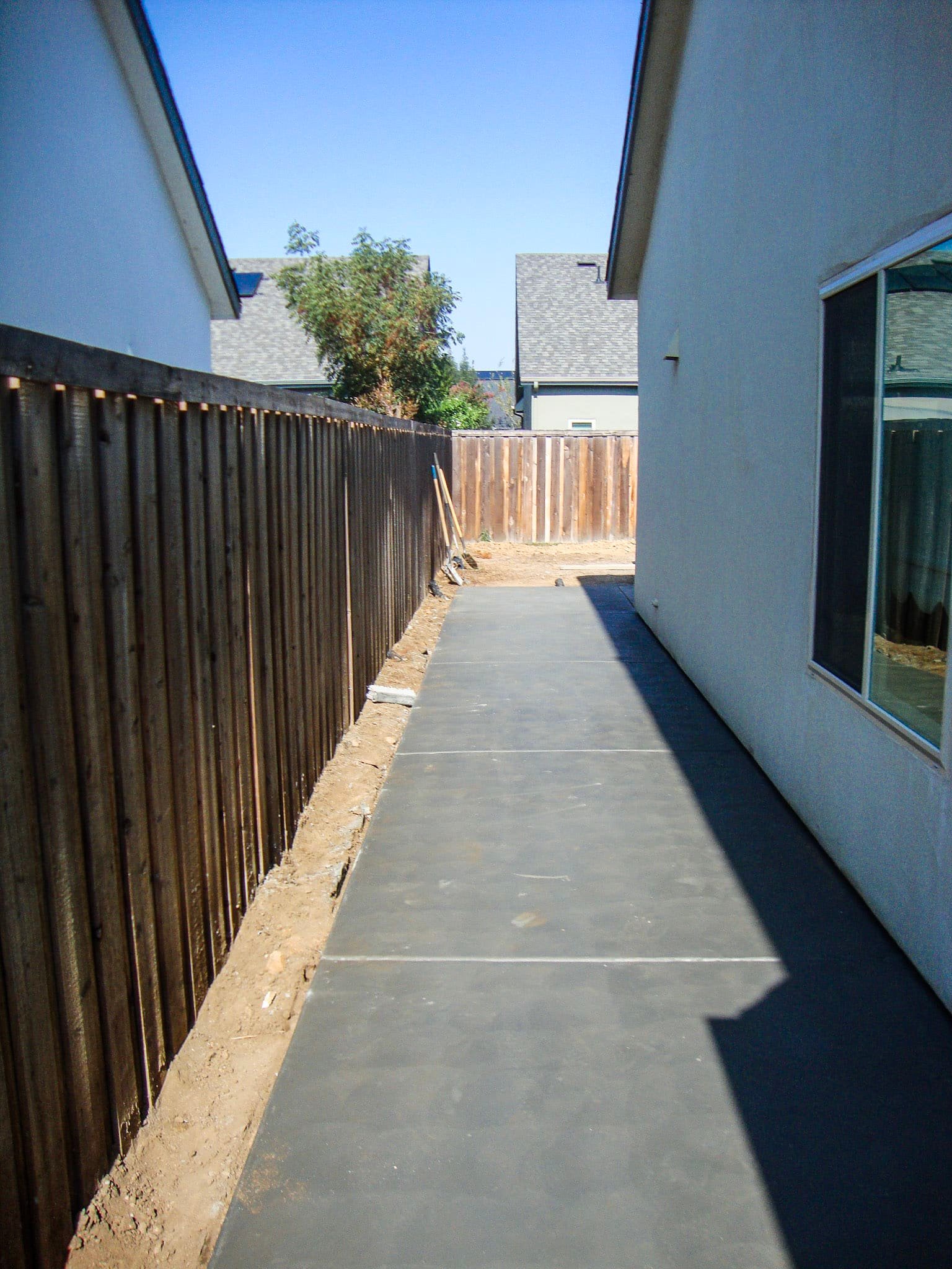Side-of-house concrete walkway